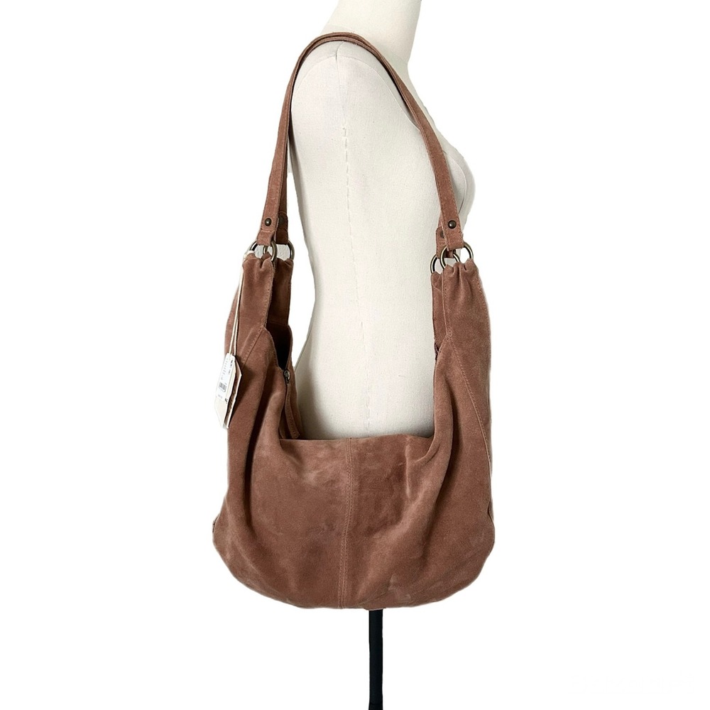 NEW Free People Roma Suede Tote Bag 100% Cow Suede Rust Brown Slouchy Boho